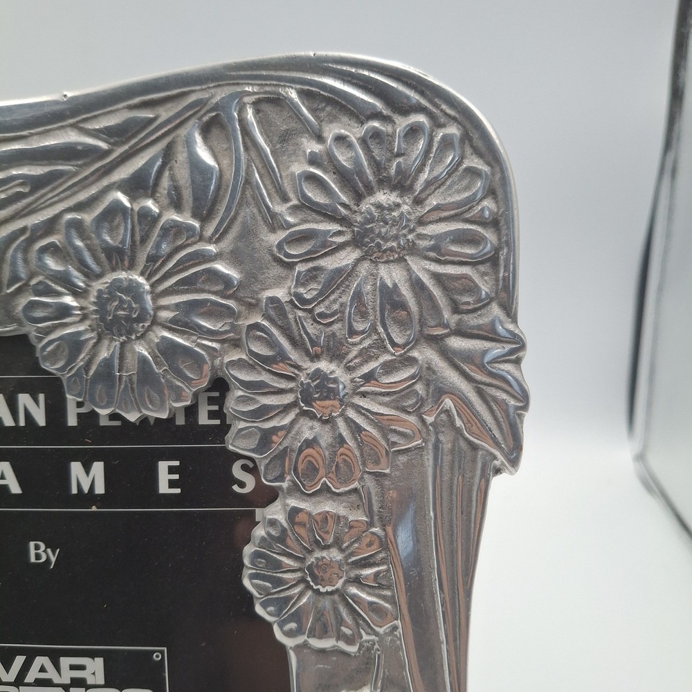 Vari Diseños Mexican Pewter Picture Frame 9.5" x 7.5" Easel‎ Back Daisy Floral - Picture 7 of 16